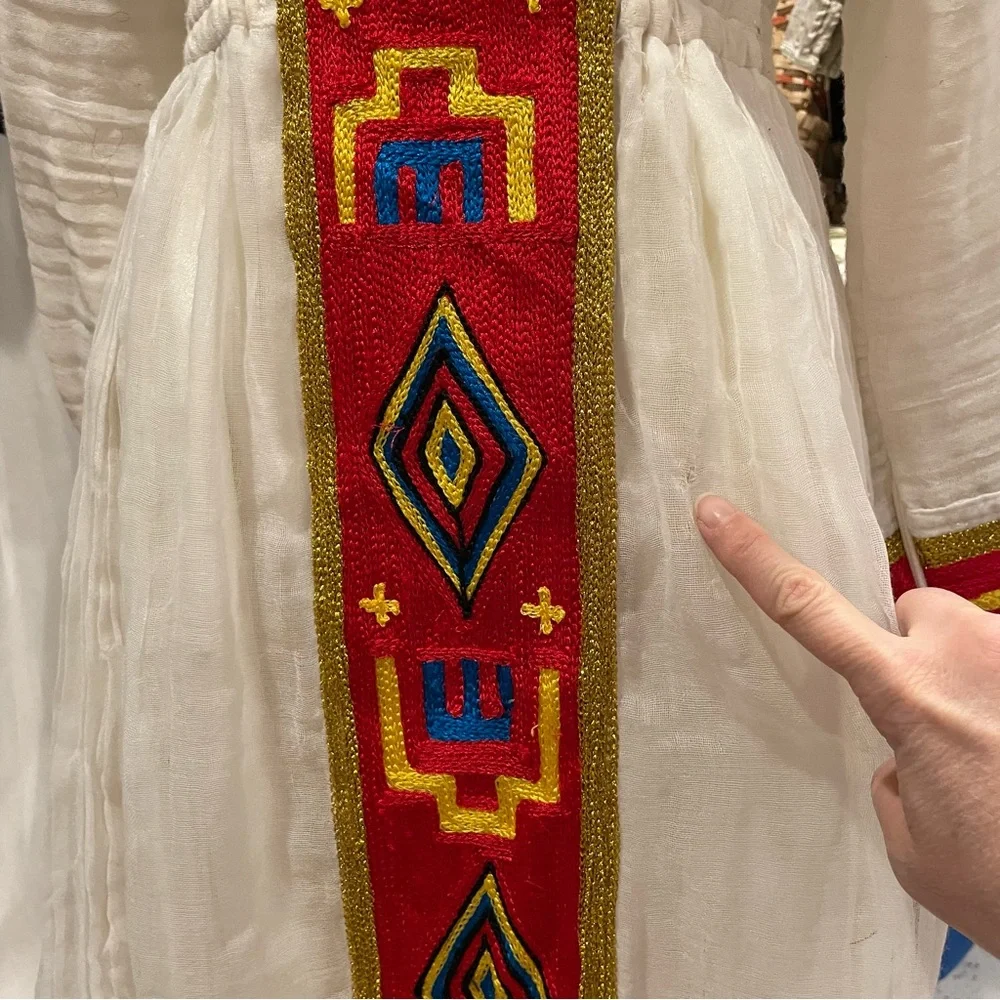 Beautiful hand made Ethopian Eritrean wedding dress hand made embroidery maxi - Picture 9 of 15